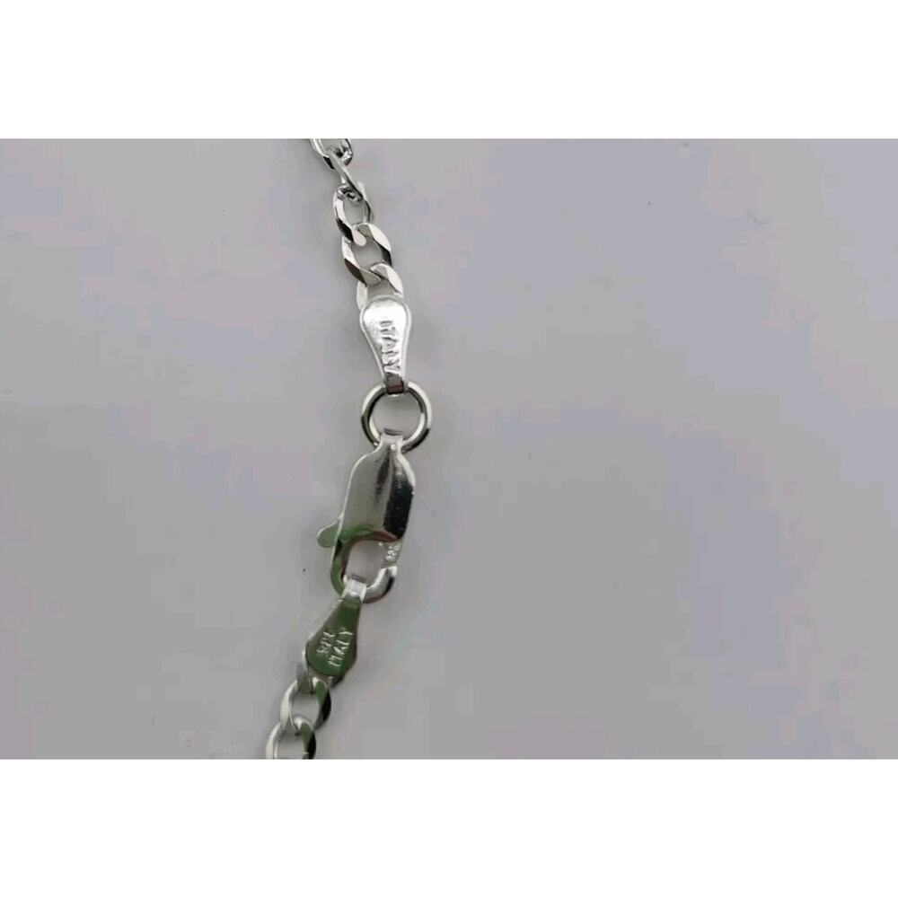 3MM Sterling Silver Flat Diamond Cut Curb Chain Necklace 18" - Picture 3 of 5